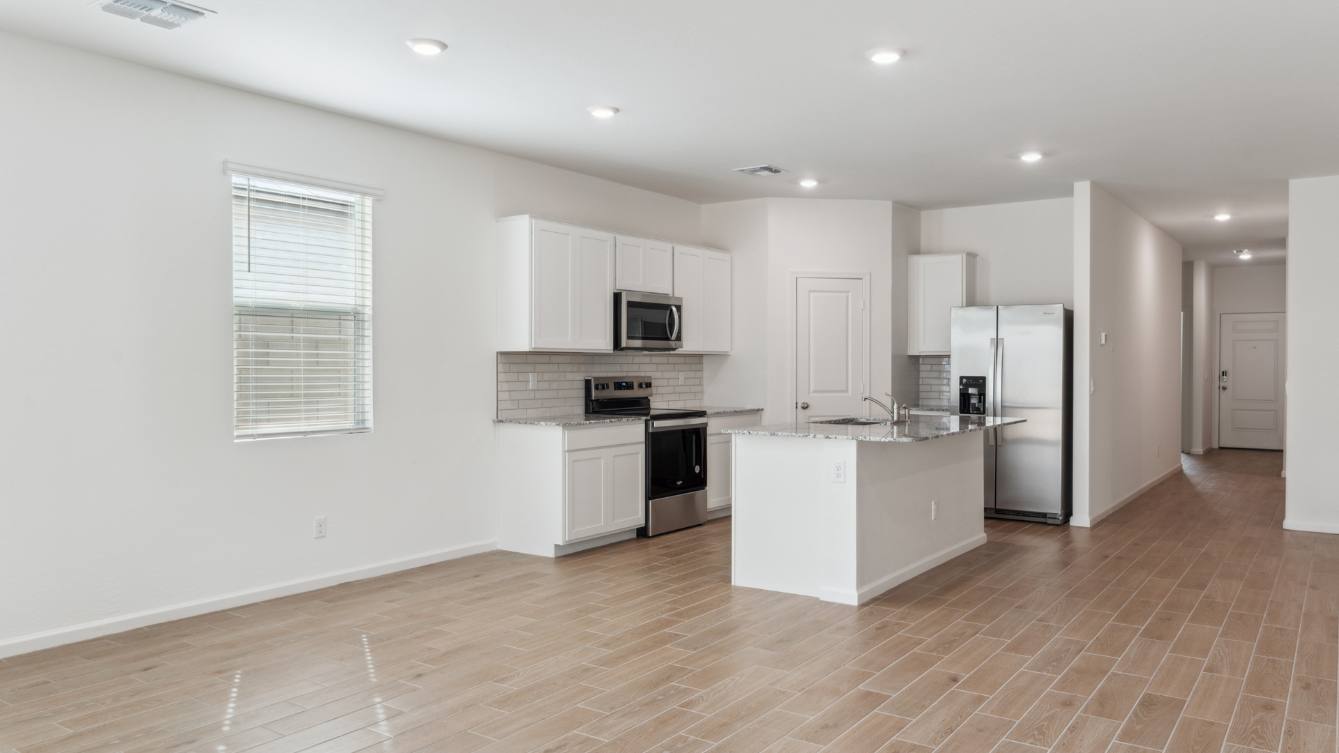 Spacious dining area that connects with the living and living room.