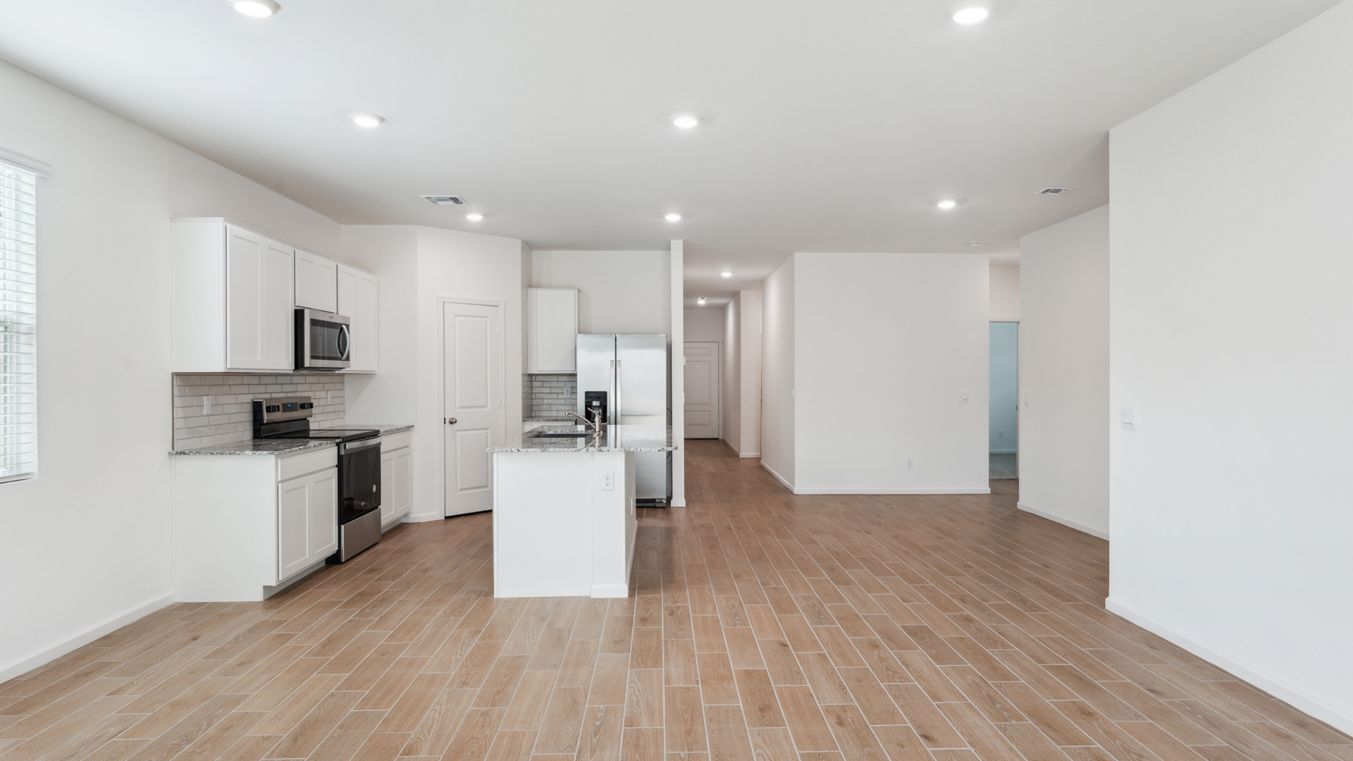 Spacious dining area that connects with the living and living room.