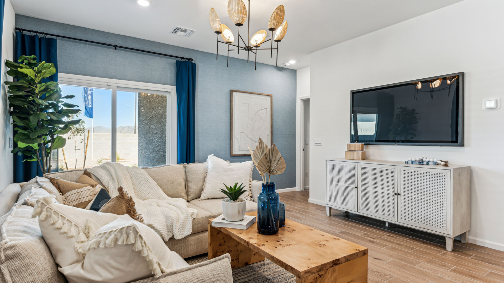 Open concept living and dining room.
