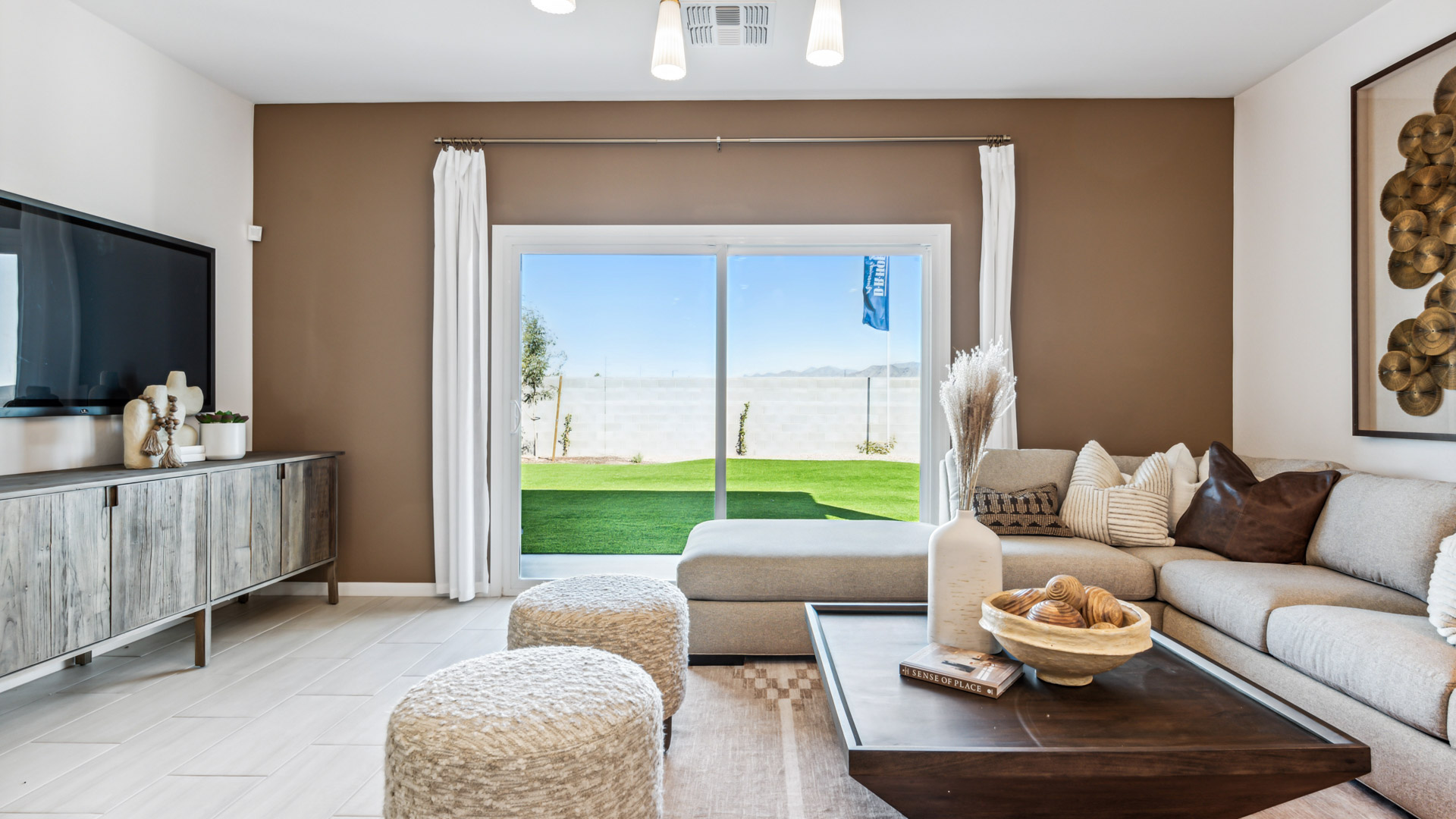 Open-concept dining and living area.