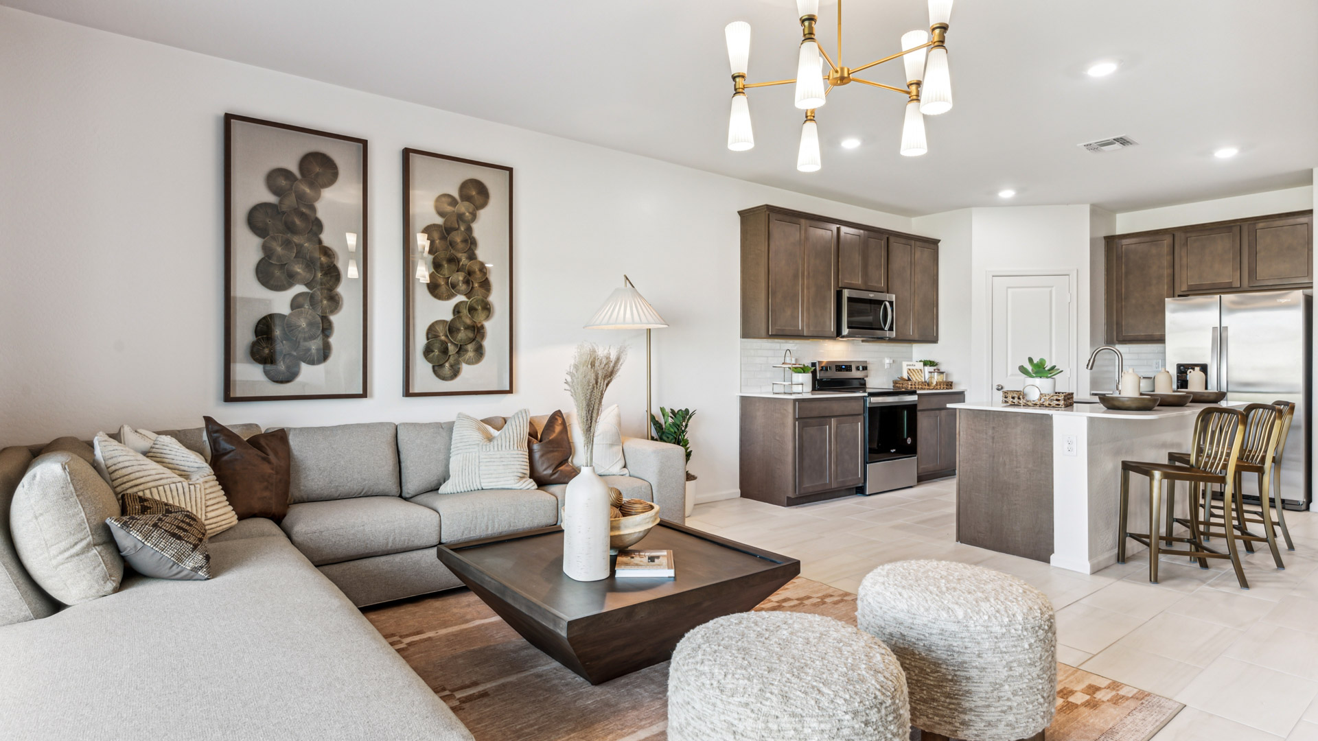 Open-concept dining and living area.