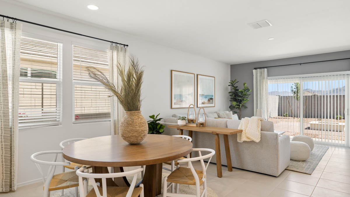 Open concept living and dining room.