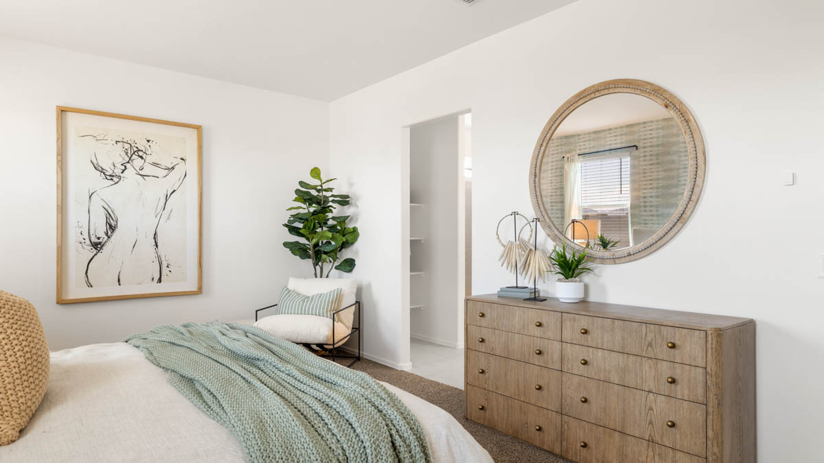 Primary bedroom with a walk-in closet.