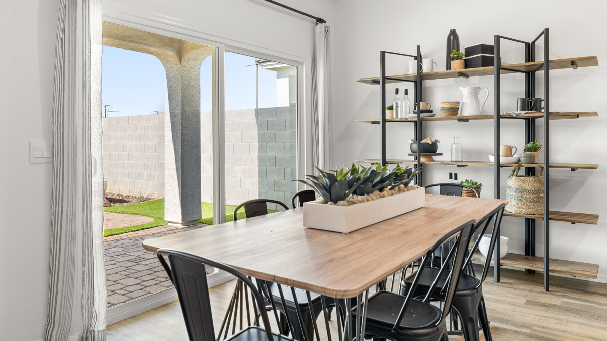 open concept living and dining
