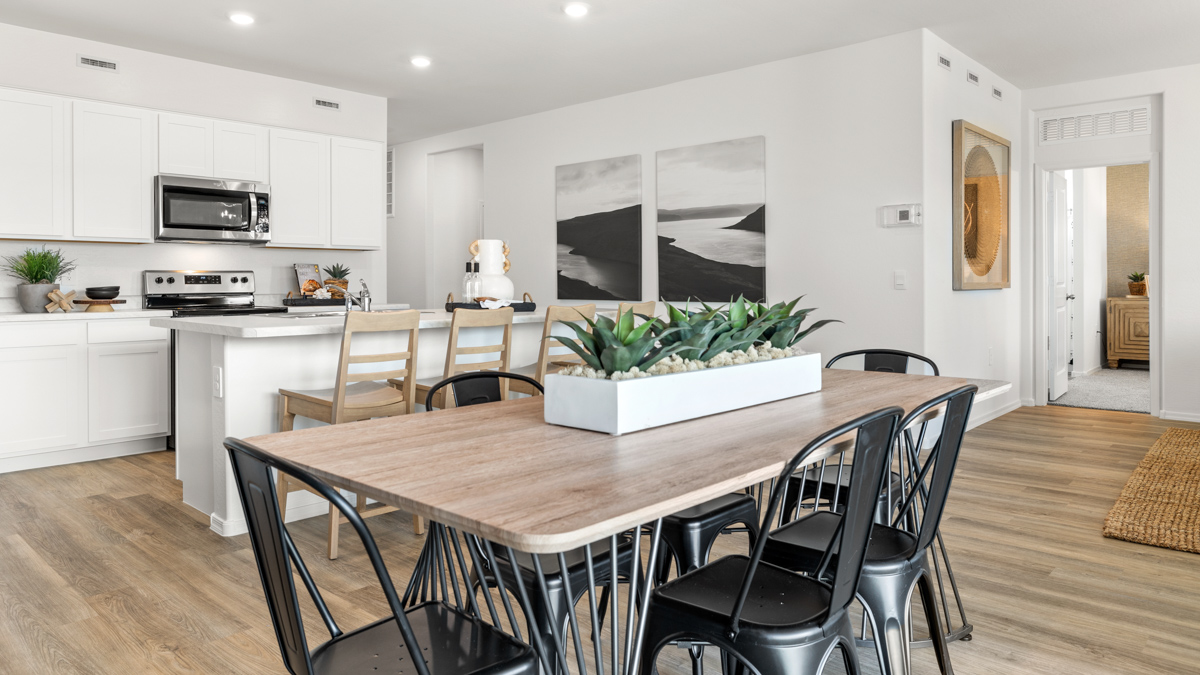 open concept living and dining