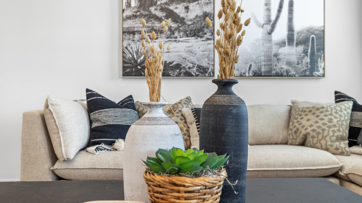 open concept living and dining