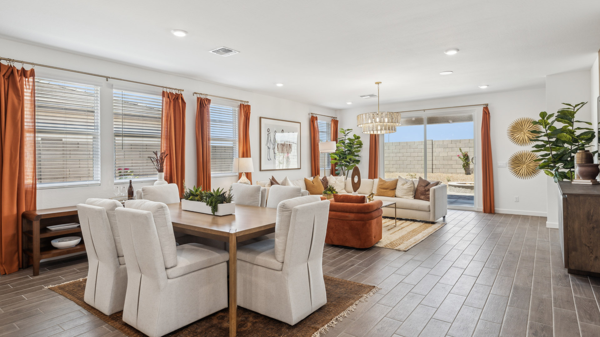 open concept living and dining
