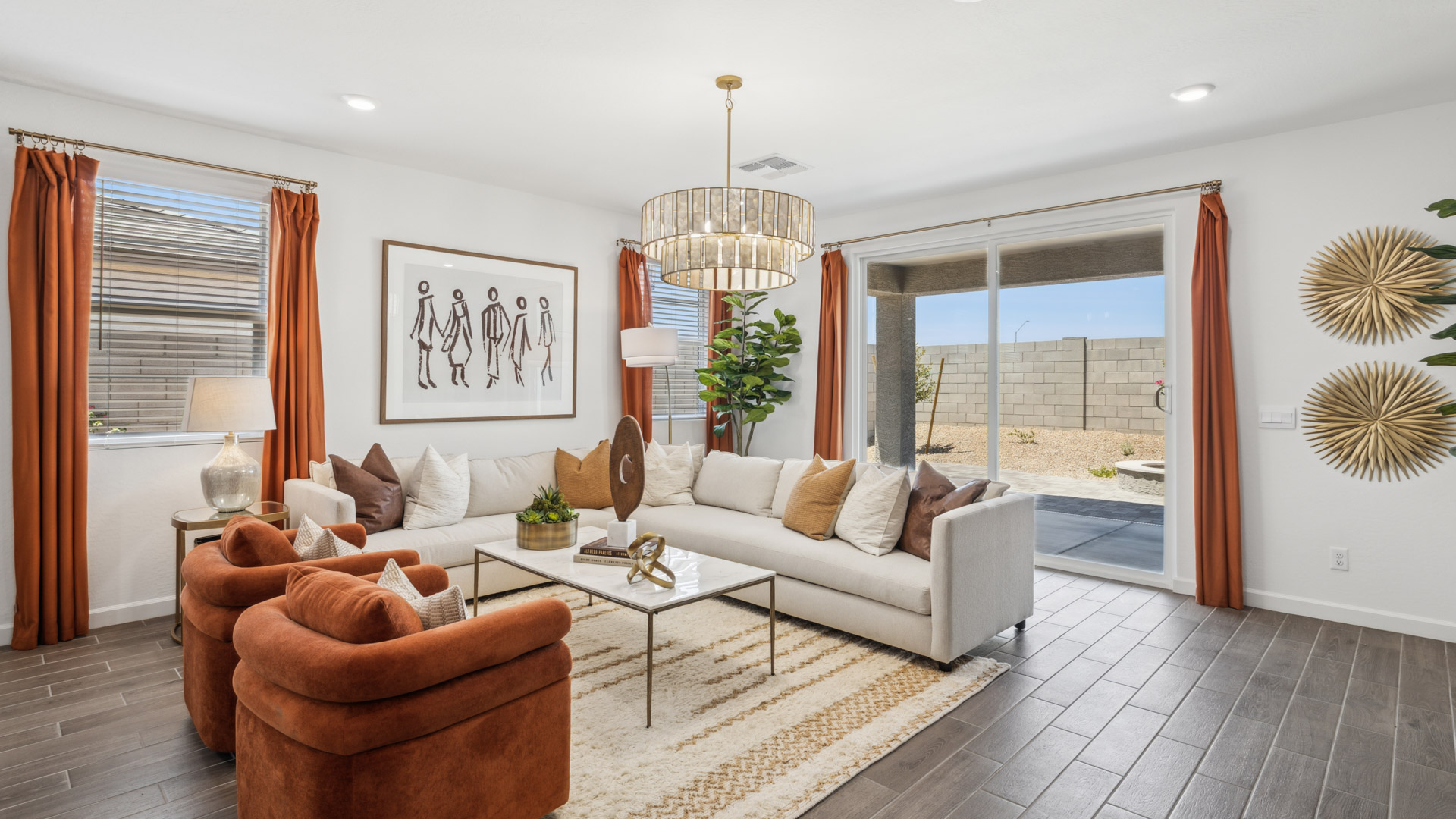 open concept living and dining