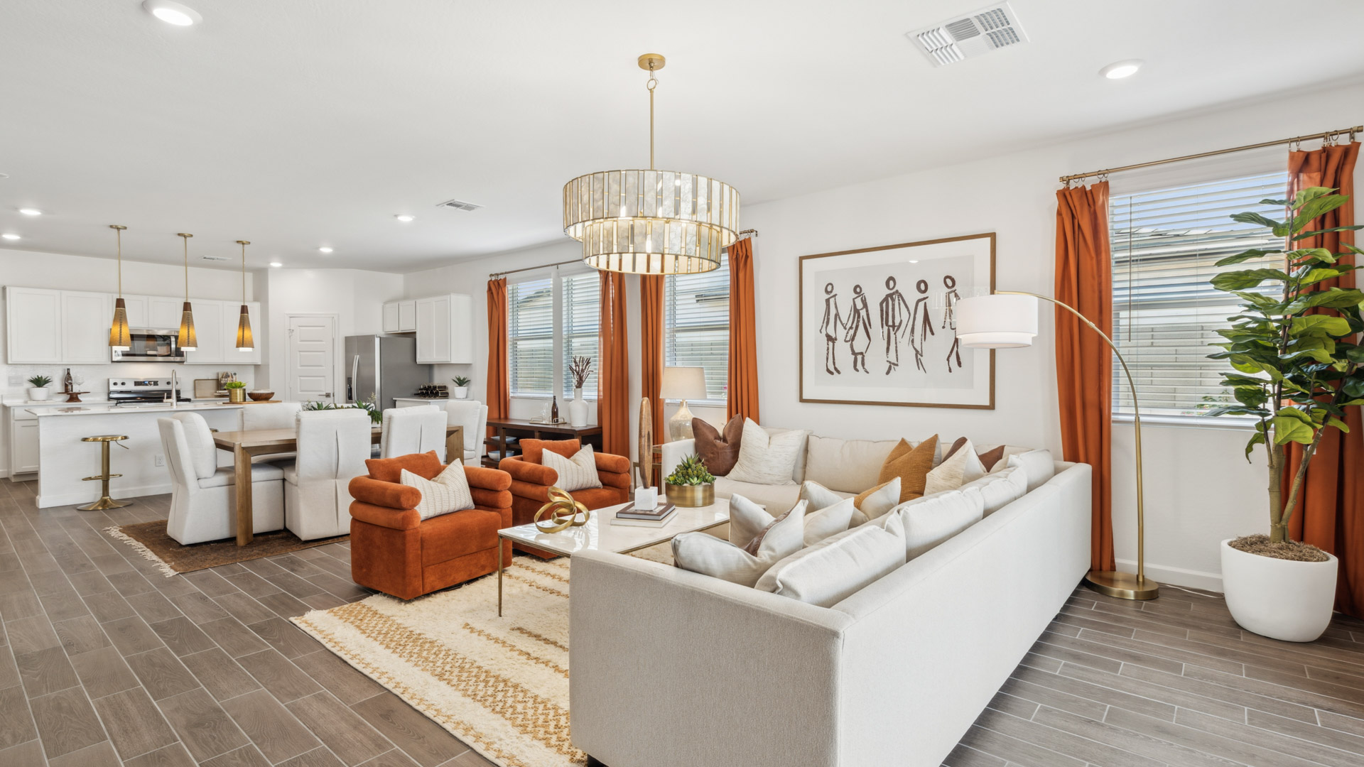 open concept living and dining