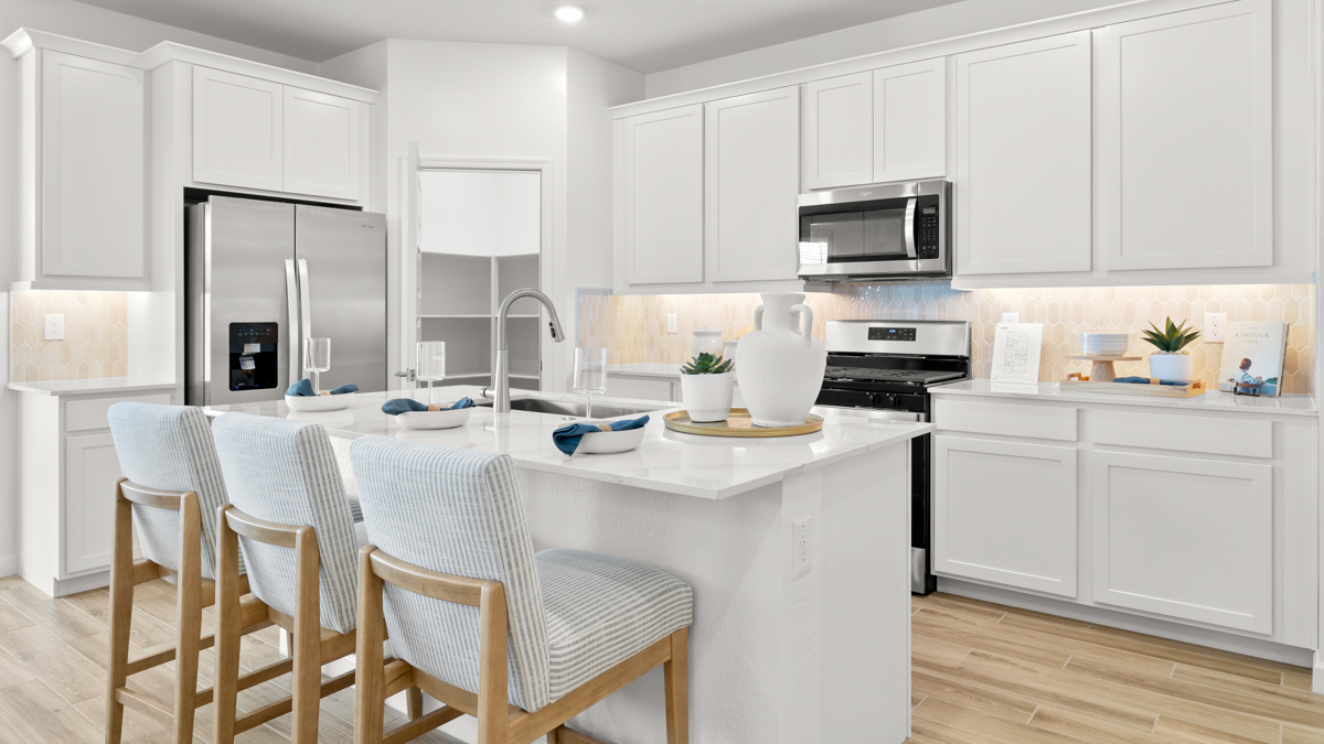 Spacious kitchen with an island.