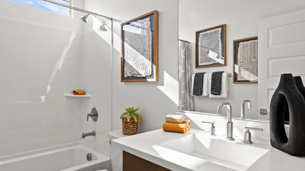 .A well-designed bathroom emphasizing functionality and contemporary style.
