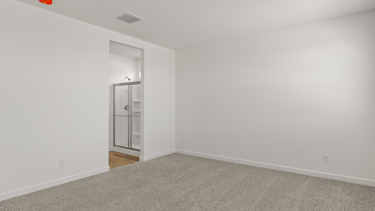 Primary suite with walk-in closet.