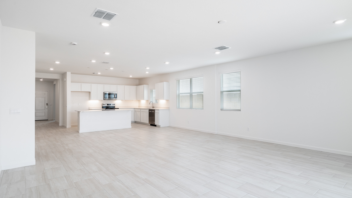 open concept living and dining area