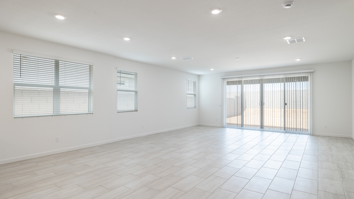 open concept living and dining area