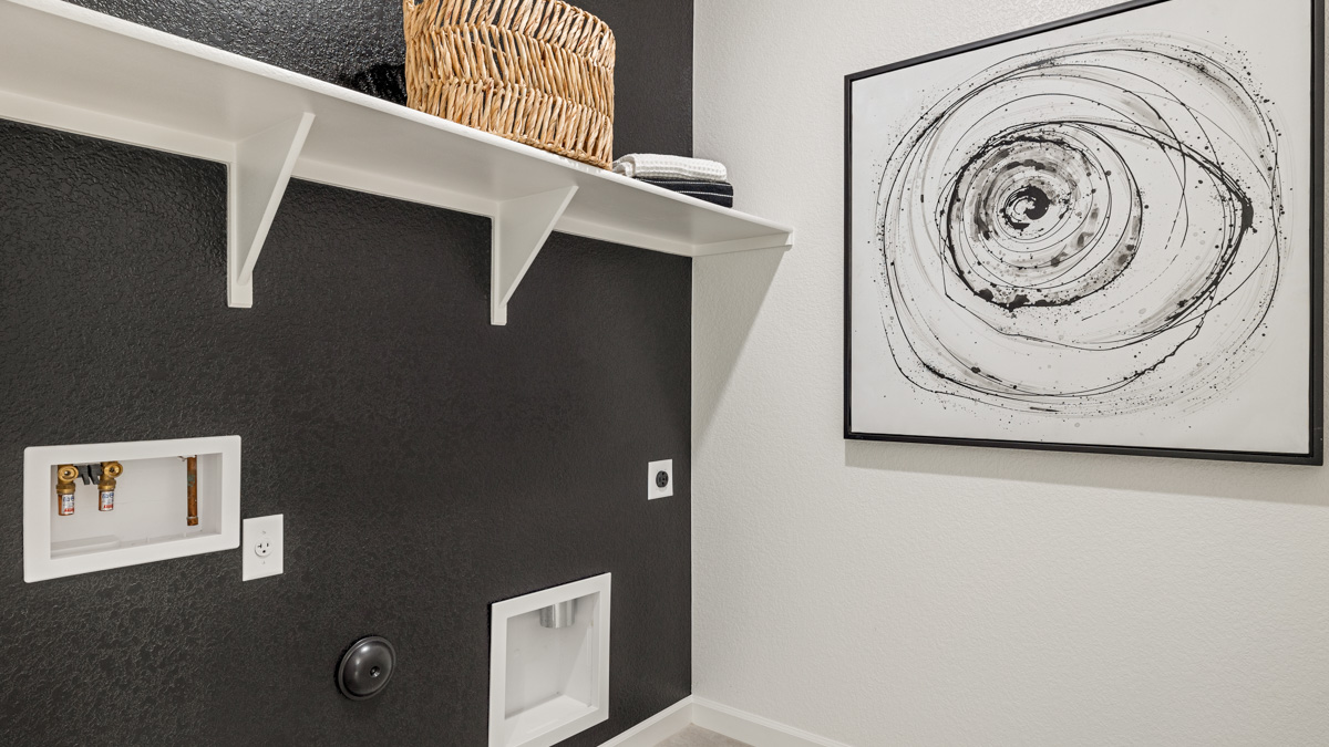 laundry room with shelving