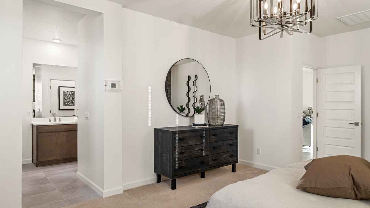 primary suite with walk in closet