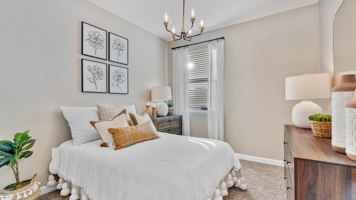 Comfortable guest bedroom featuring neutral-toned walls and a large closet.