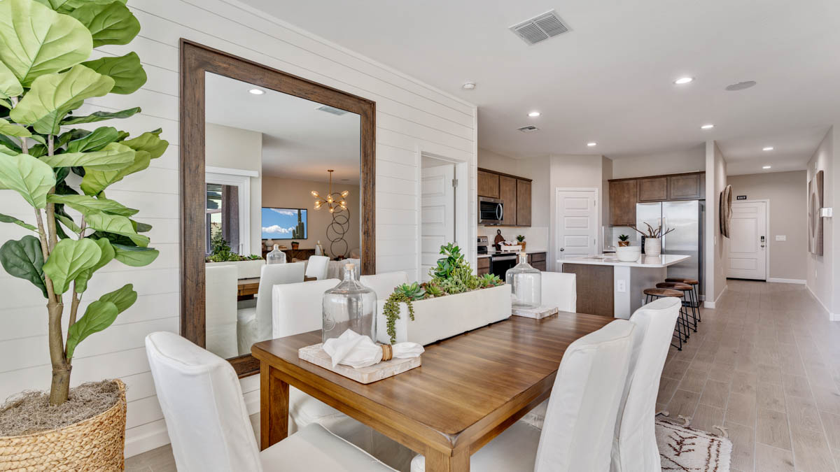Spacious dining area that connects with the living room and kitchen.