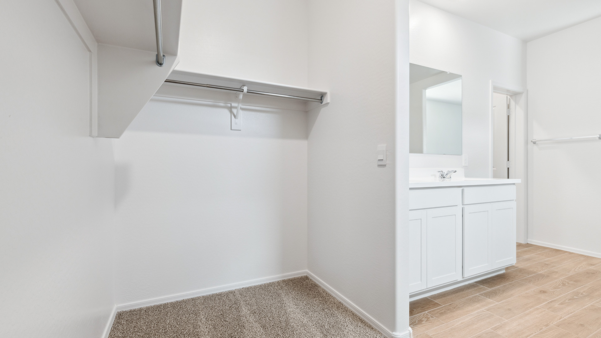 primary suite with walk in closet