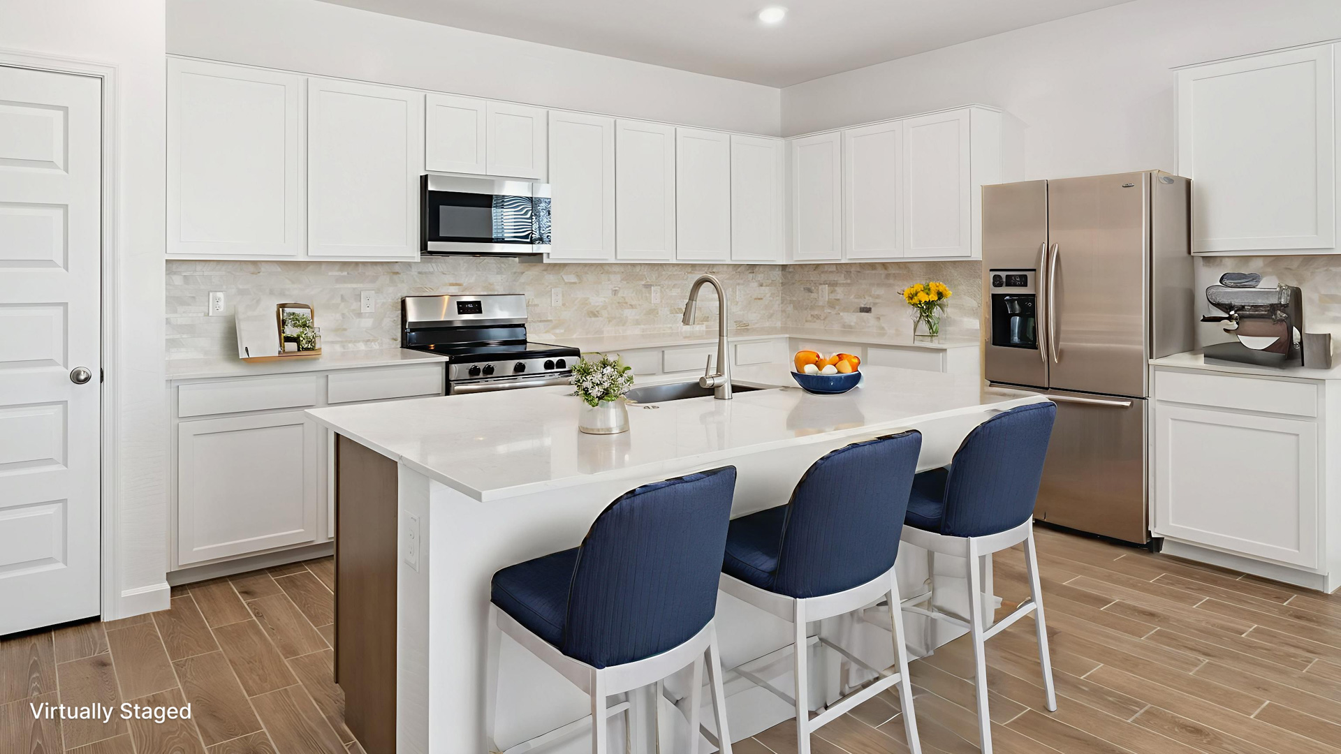 Spacious kitchen with an island.