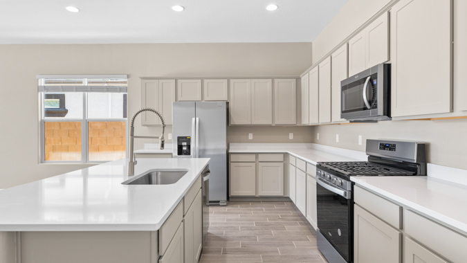 Large kitchen with island.