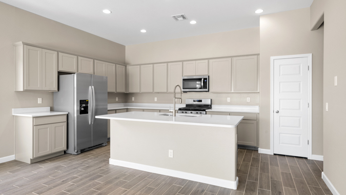 Large kitchen with island.