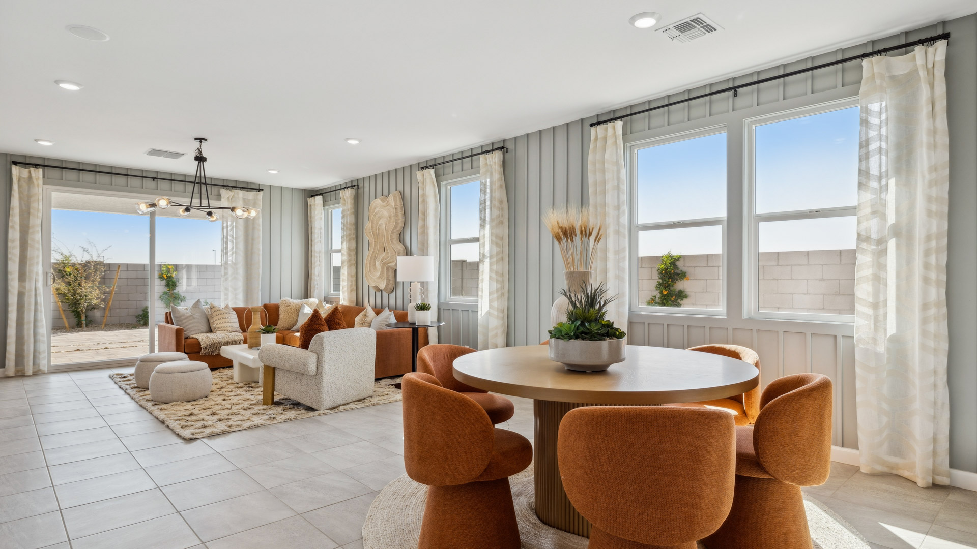 open concept living and dining