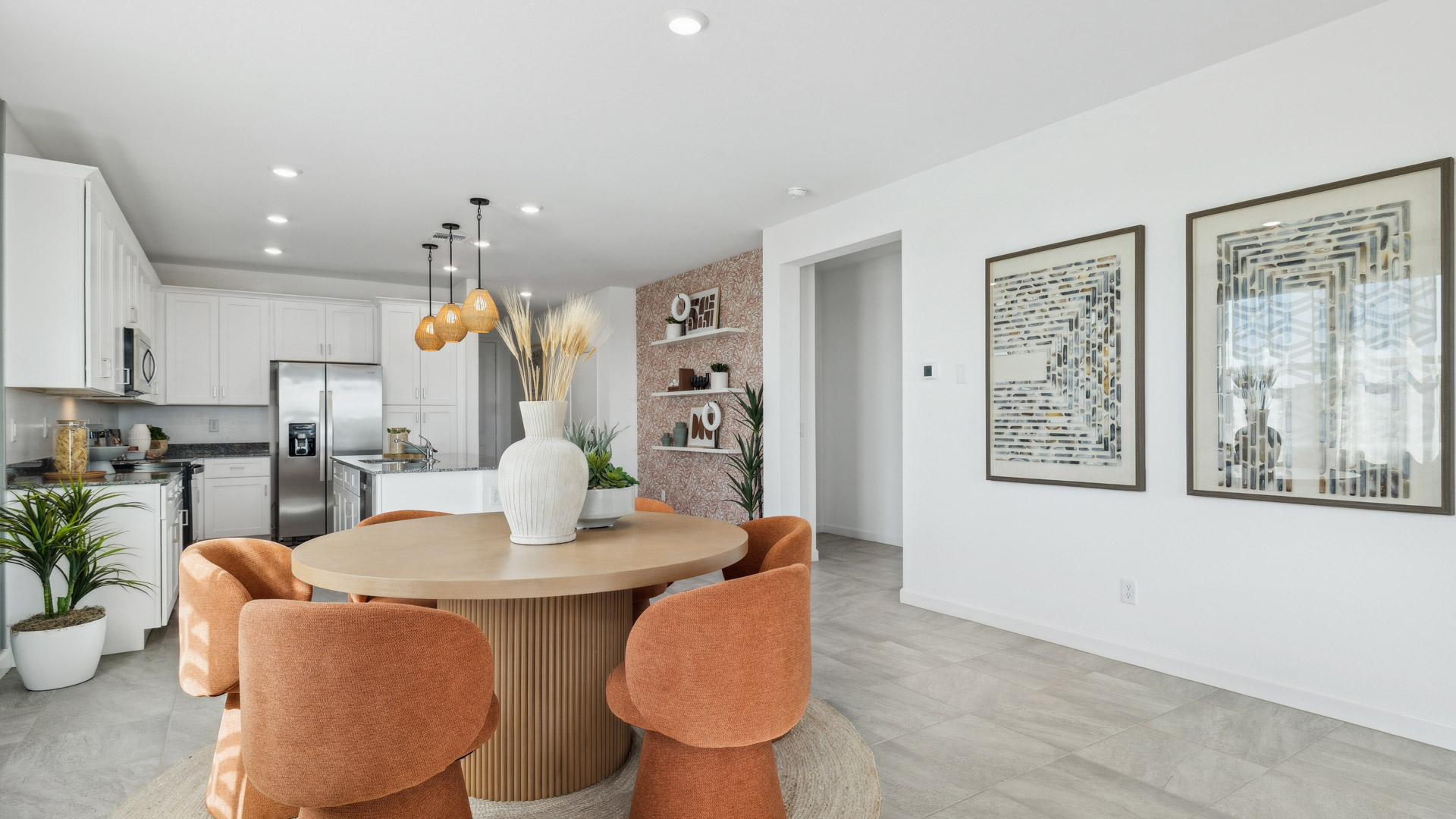 open concept living and dining
