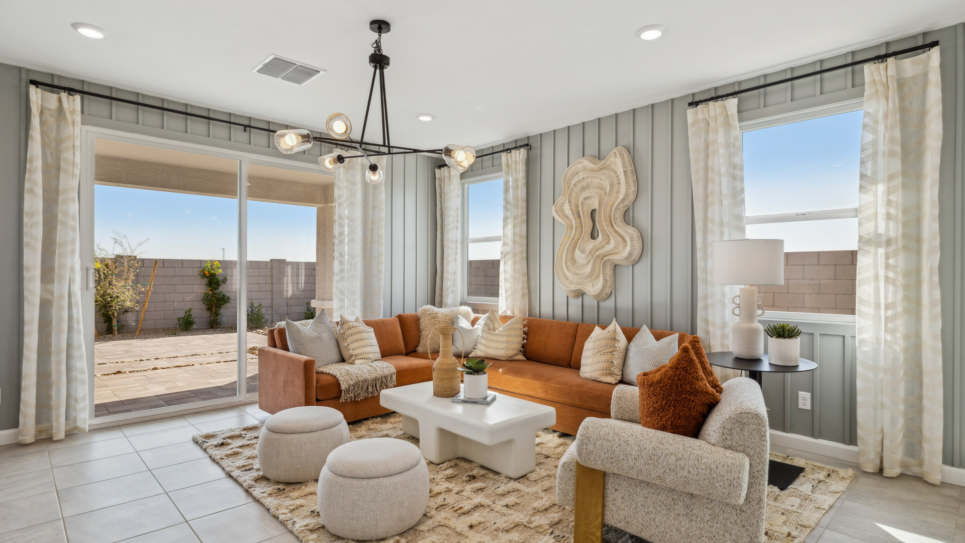 open concept living and dining