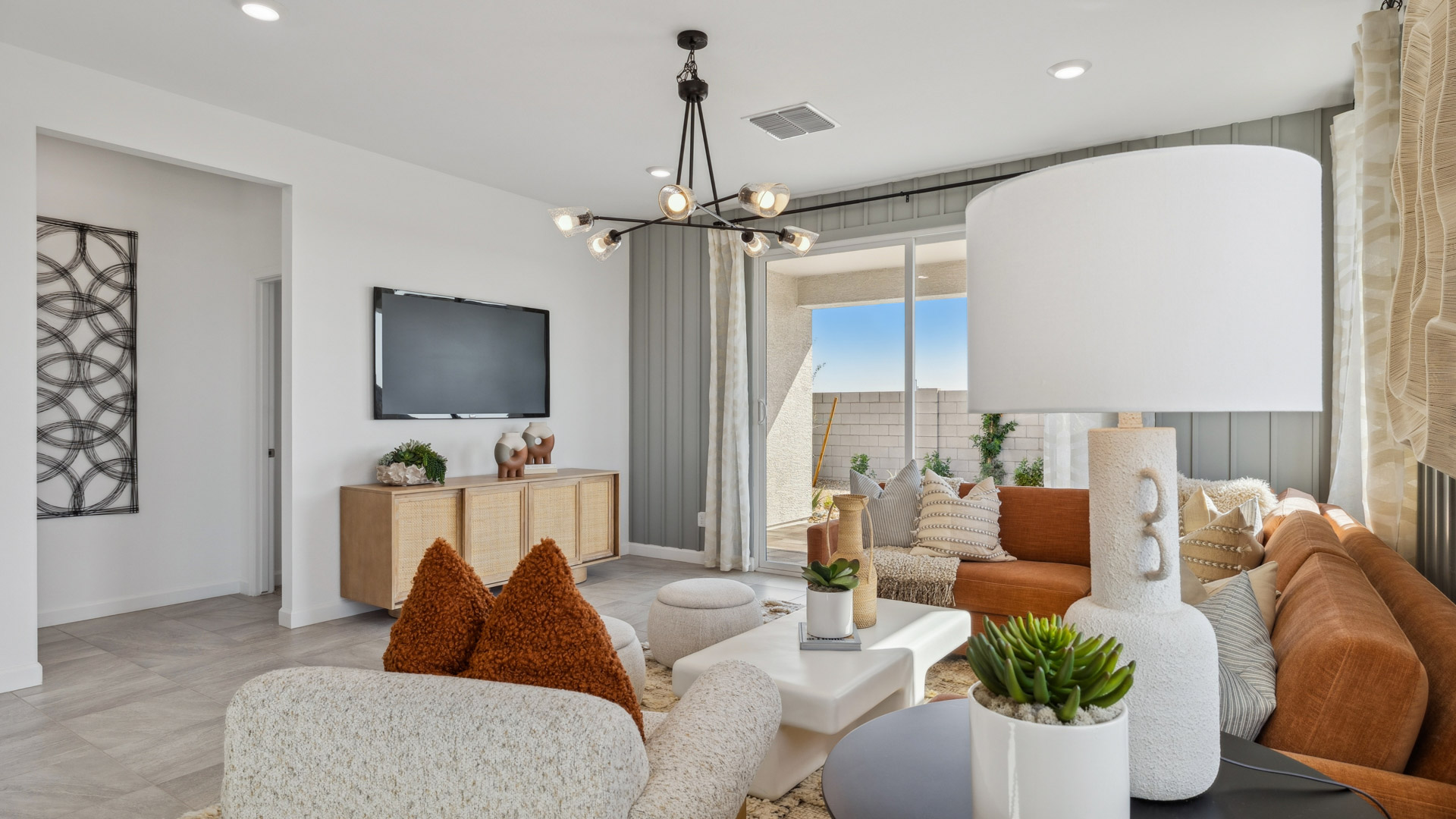 open concept living and dining