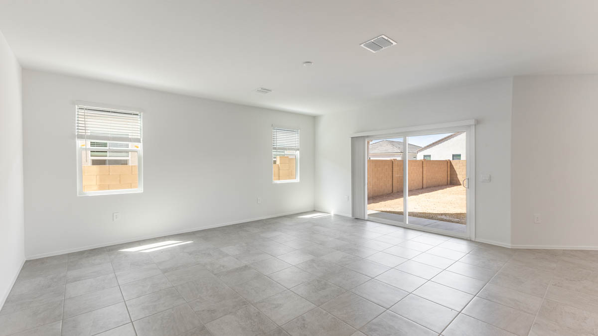 Yosemite great room with sliding glass door to the backyard