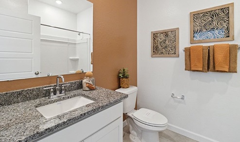 Harris bathroom with white cabinets