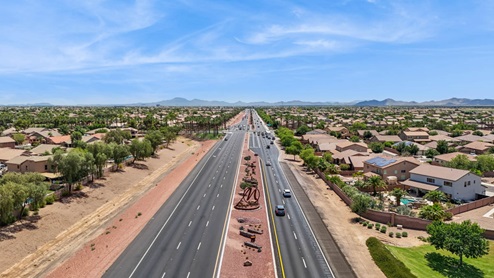 Overview of road near community.