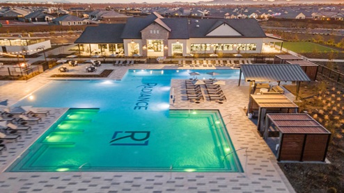 Community pool at night