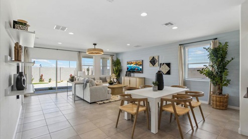 kingston great room with sliding glass door