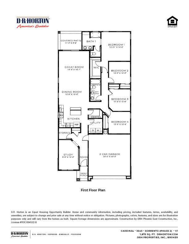 Floor Plan in Sorrento Maricopa, AZ D.R. Horton