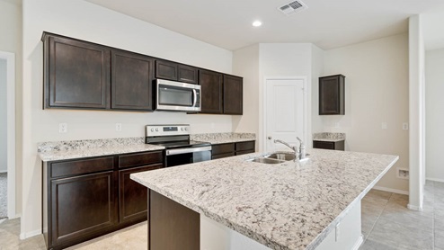 Camden kitchen with brown cabinets