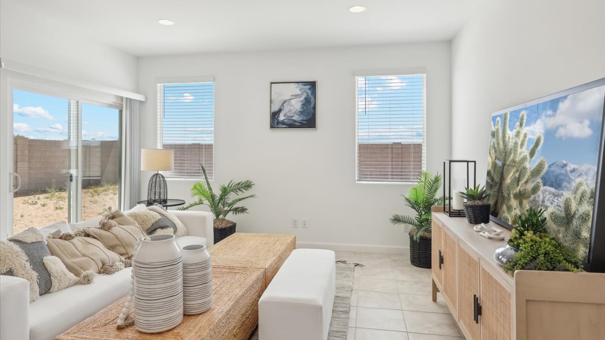 Taylor great room with sliding glass door to the backyard