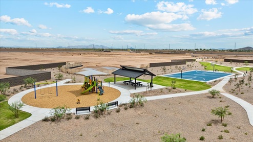 Overview of park and basketball court