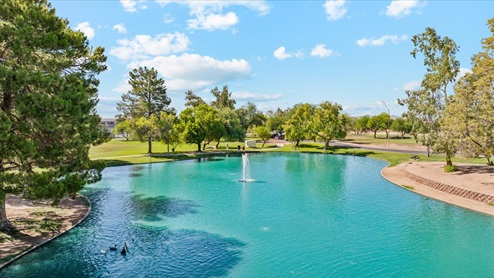 Lake feature at golf course