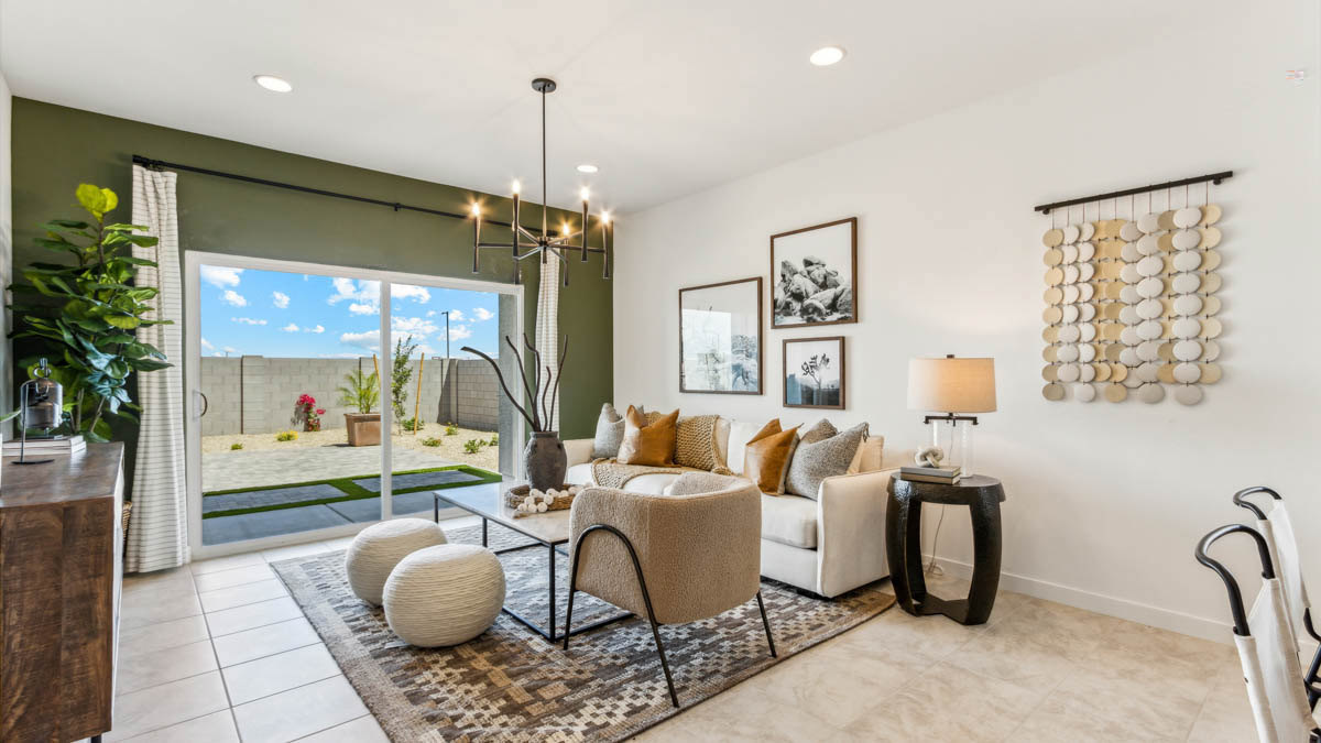 Dalton great room with sliding glass door