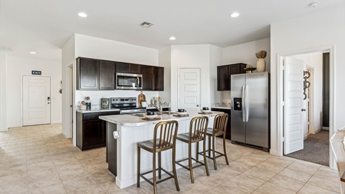 Denton hallway and kitchen