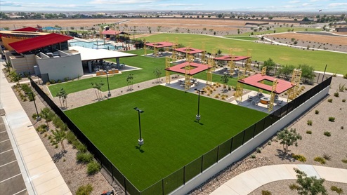 overview of entire community center with large grass area