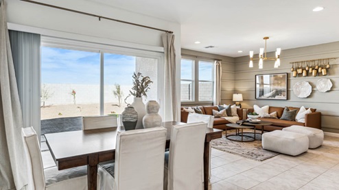 Open concept dining and living spaces