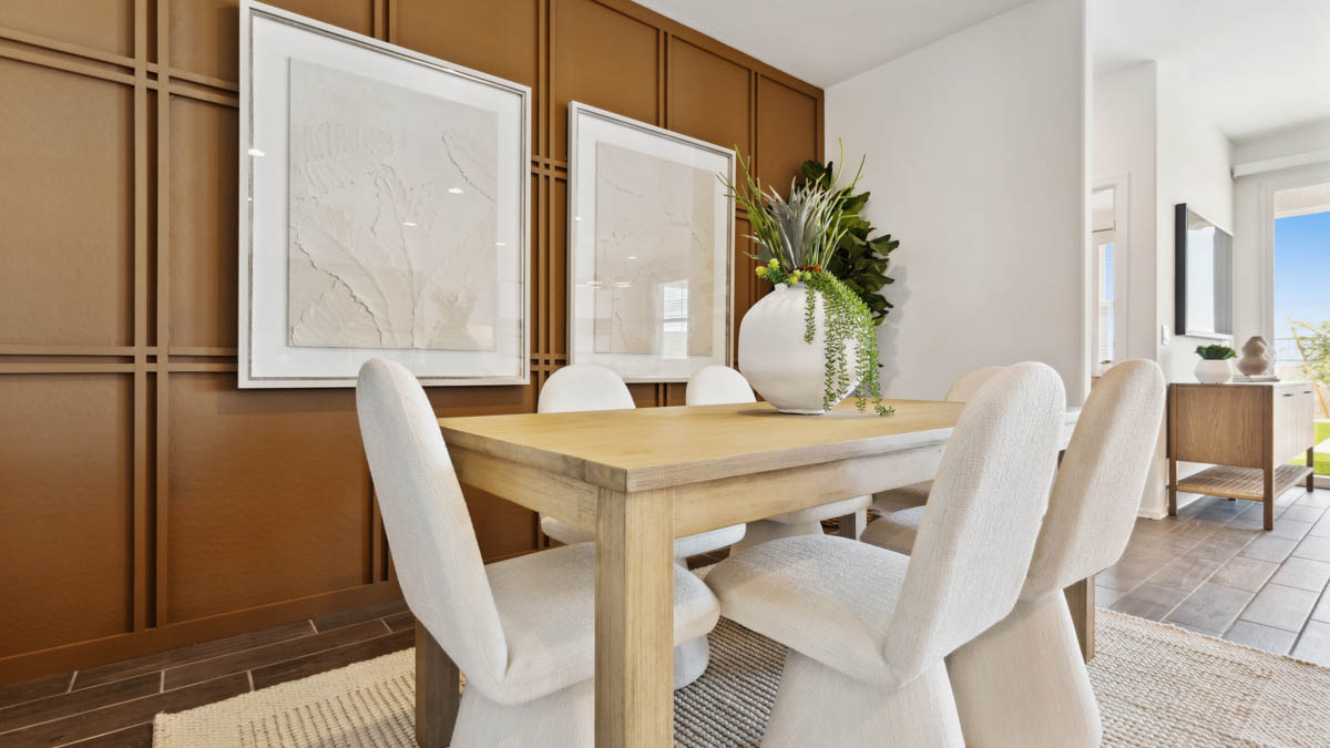 Spacious dining area that connects with the living room and kitchen.