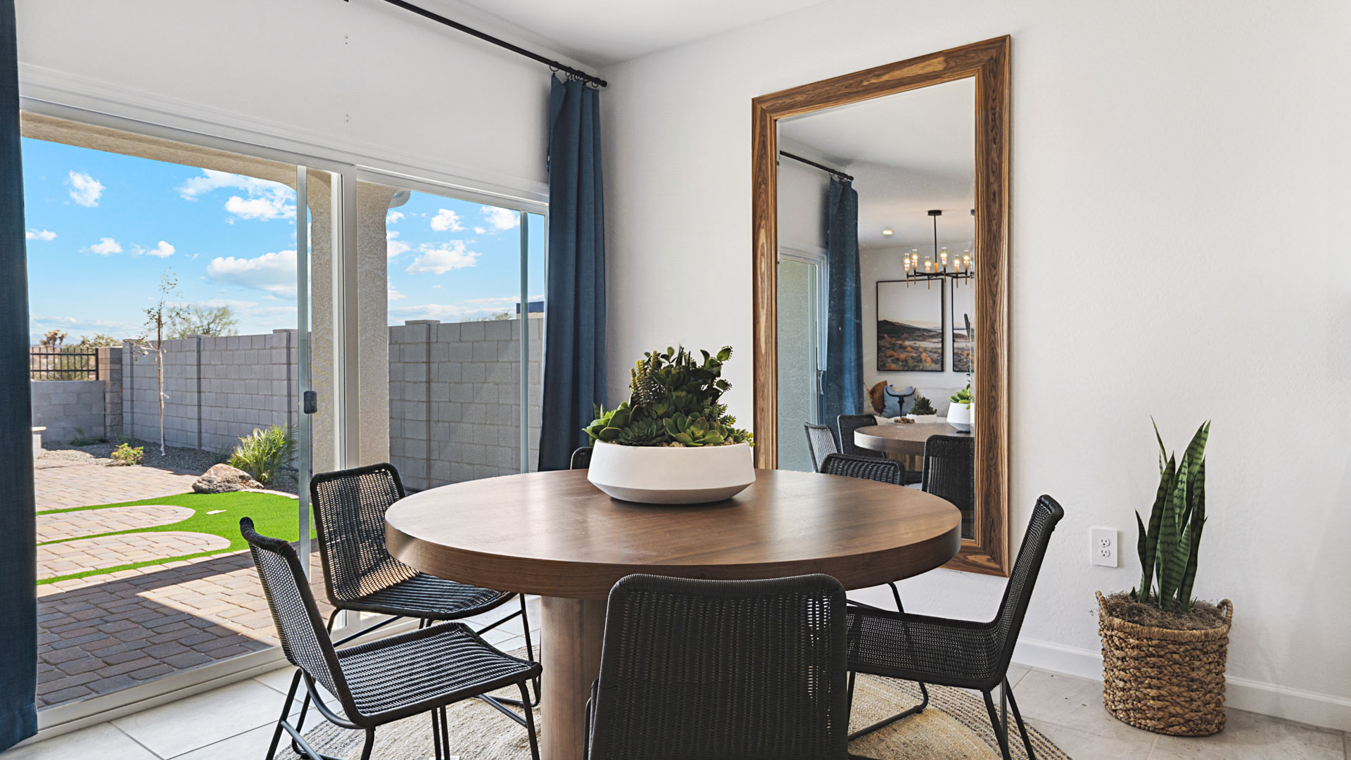 open concept living and dining room