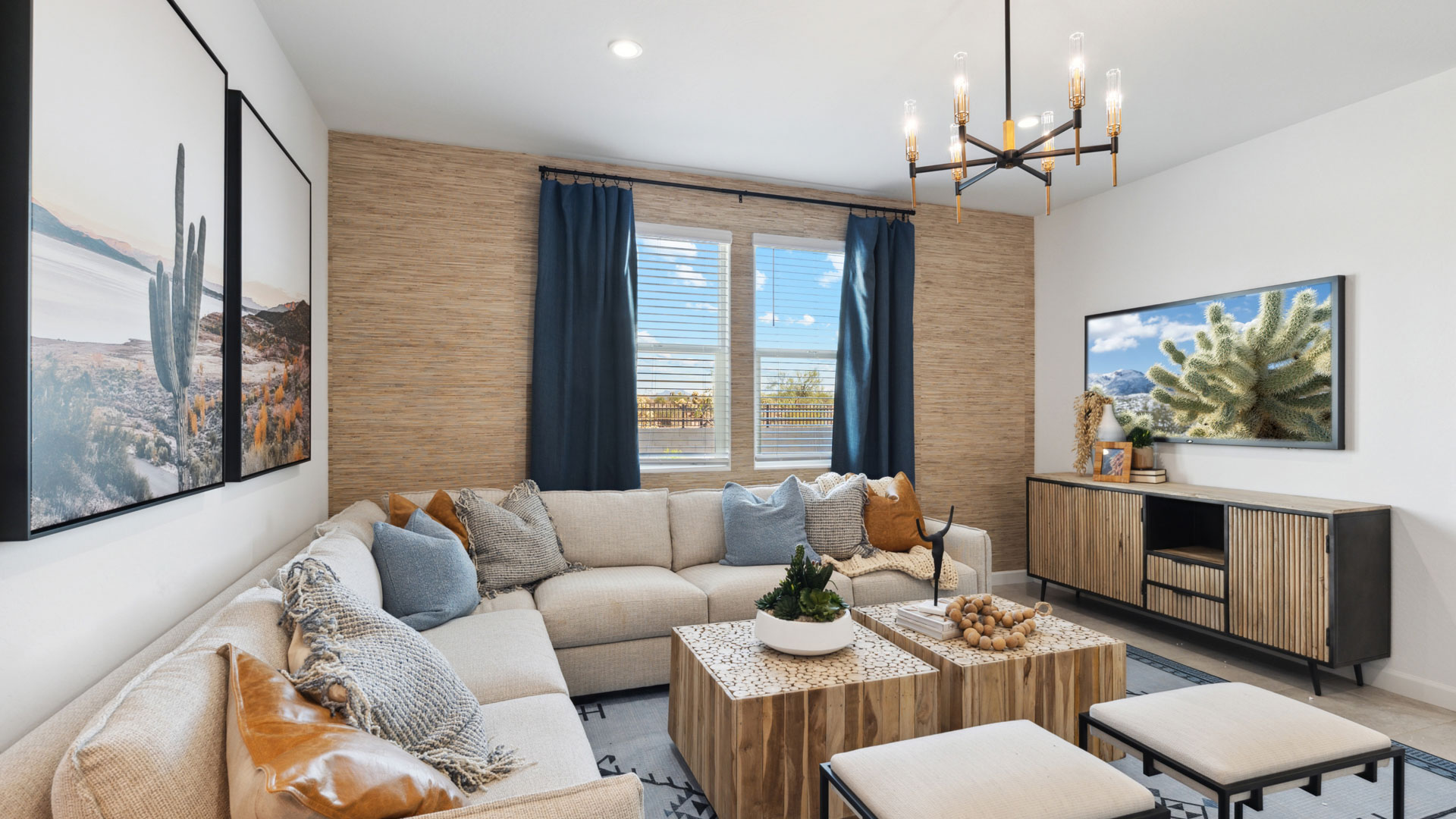 open concept living and dining room