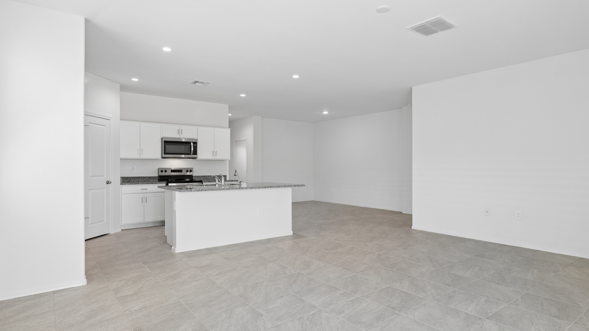 open concept living and dining area
