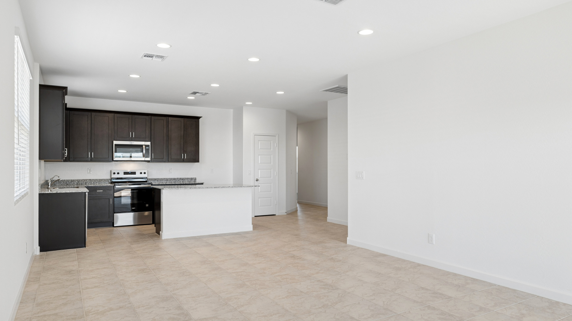 open concept living and dining area