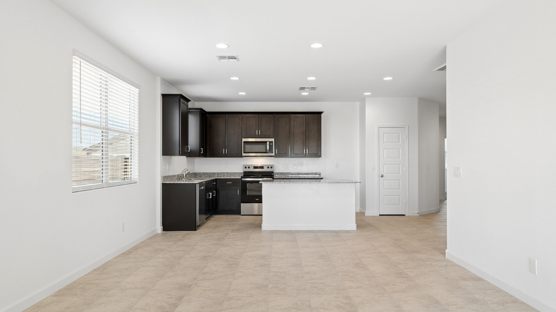 open concept living and dining area